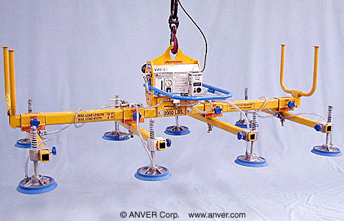 ANVER Eight Pad Electric Powered Vacuum Lifter for Lifting Steel Sheets 10 ft x 6 ft (3.0 m x 1.8 m) up to 2000 lb (907 kg)